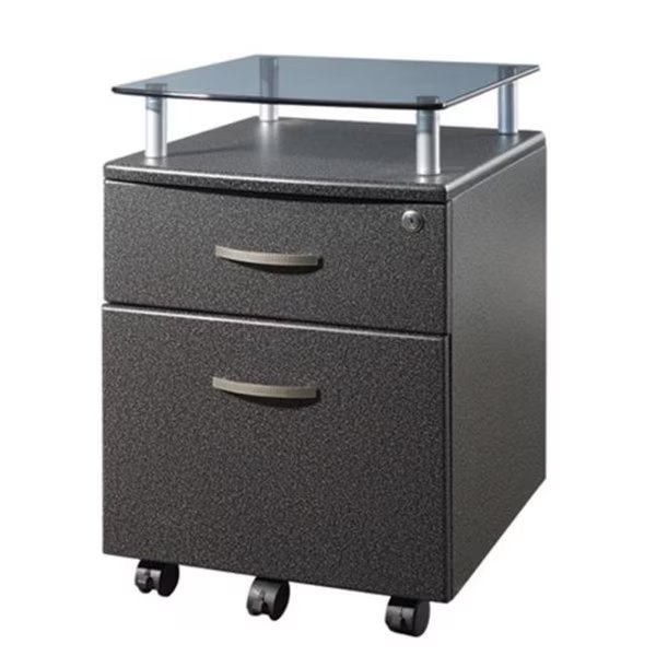 Techni Mobili RTA-S06-GPH06 Rolling Glass Top File Cabinet - Graphite, Techni Mobili, Mfr#: RTA-S06-GPH06
