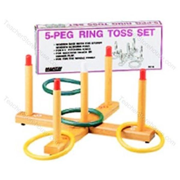 Ring Toss Game 5-Peg Base Wood Pegs 4 Plastic Rings, Dick Martin Sports, Mfr#: MASRT4