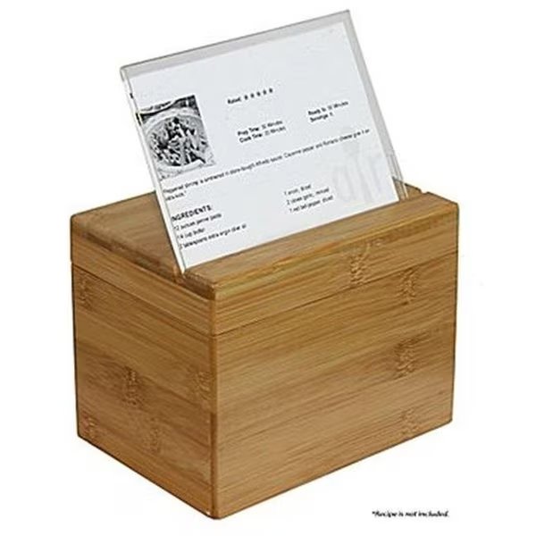 Oceanstar RB1408 Bamboo Recipe Box with Divider   , Oceanstar, Mfr#: RB1408
