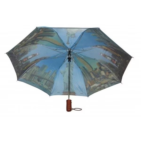 Conch Umbrellas 3899NY 44 in. Automatic Open 3 Fold Compact Umbrella With Ny Sightseeing Design - Navy, Conch Umbrellas, Mfr#: 3899NY