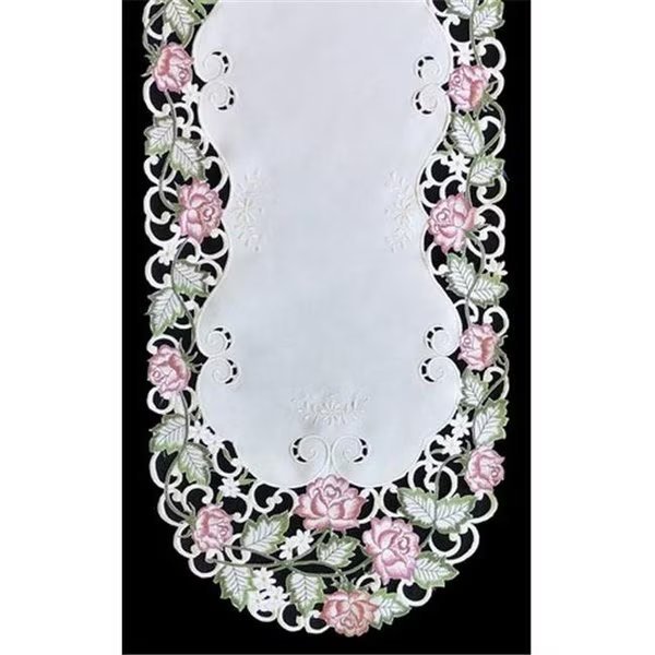 Sinobrite H7538-RS Victorian Rose & Pink Round Doily; 12 in., Sinobrite, Mfr#: H7538/RS(012)