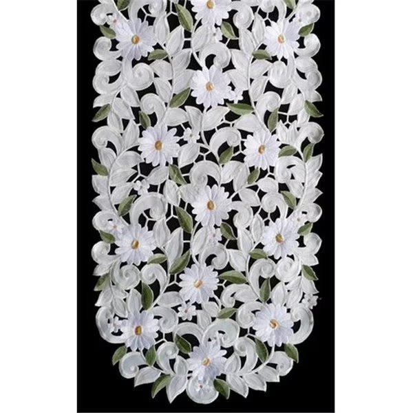 Sinobrite H7667-EG White Daisy Oval Runner; 14 x 28 in., Sinobrite, Mfr#: H7667/EG(14x28)