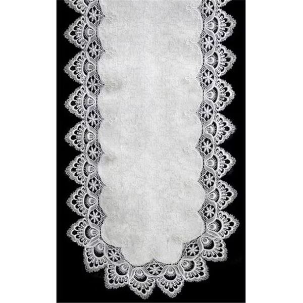 Sinobrite H8139-F1 White Lace Oval Runner; 14 x 28 in., Sinobrite, Mfr#: H8139/F1(14x28)