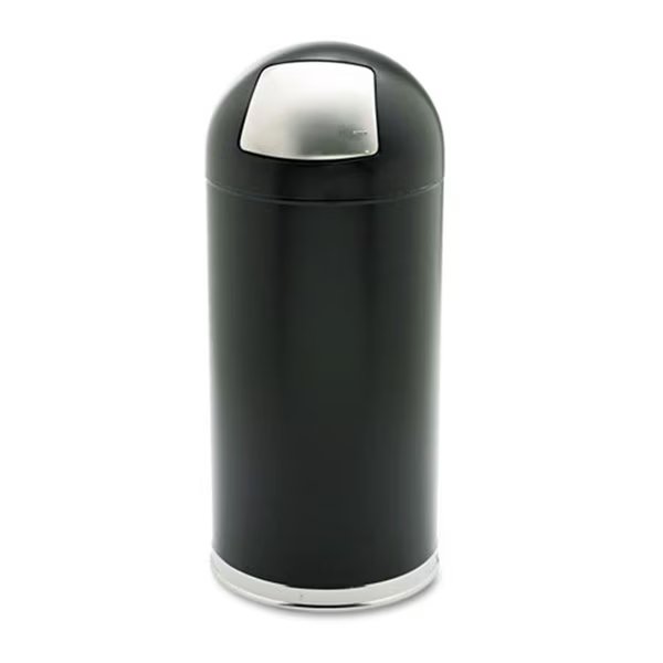 15 Gallon Dome Receptacle with Spring-Loaded Door in Black, Pinpoint, Mfr#: PI512036