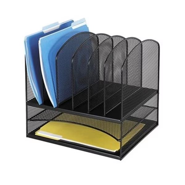 Onyx Mesh Desk Organizer - 2 Horizontal - 6 Upright Sections - Black, Betterbeds, Mfr#: BE124602