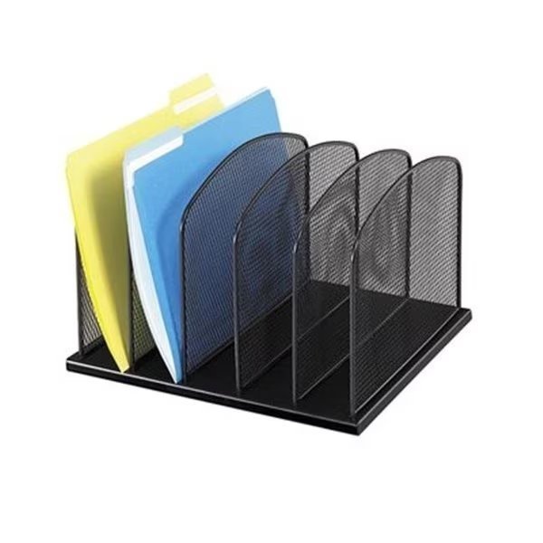 Onyx Mesh Desk Organizer - 5 Upright Sections - Black, Betterbeds, Mfr#: BE861216