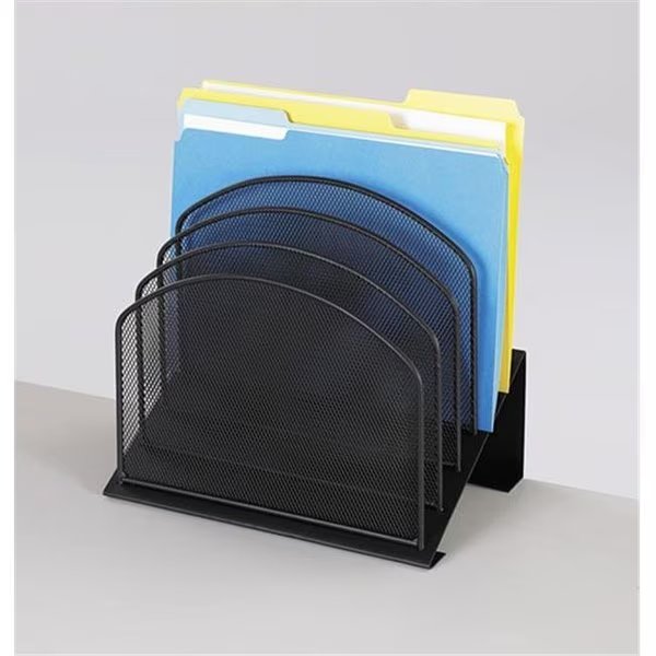 Onyx Mesh Desk Organizer - 5 Slanted Sections - Black, Betterbeds, Mfr#: BE861217