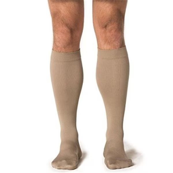 Sigvaris Midtown Microfiber 821CMSM32 15-20 mmHg Closed Toe Mens Calf; Medium; Short - Tan-Khaki, Sigvaris, Mfr#: 821CMSM32
