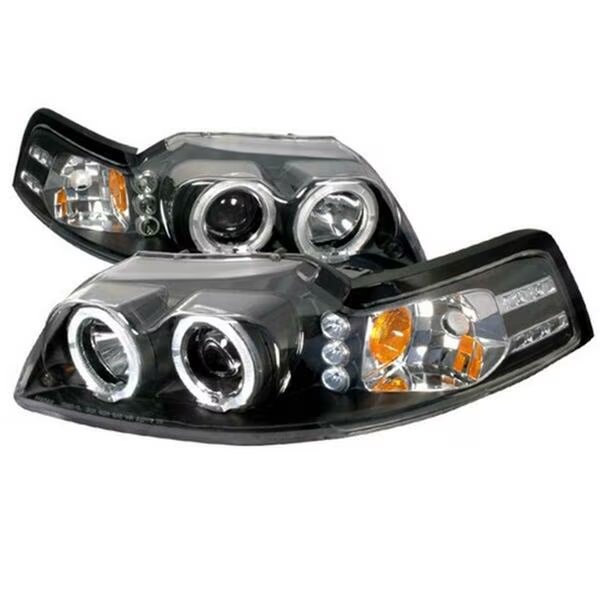 Halo LED Projector Headlight for 99 to 04 Ford Mustang, Black - 10 x 21 x 26 in., Overtime, Mfr#: OV126225