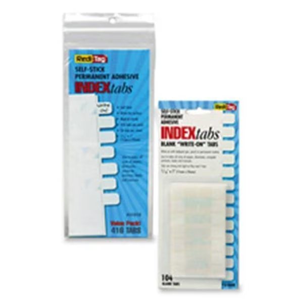 Redi-Tag Corporation RTG31010 Write-On Plain Tabs- 1in.x.44in.- 416 Tabs- White, Redi-Tag, Mfr#: RTG31010