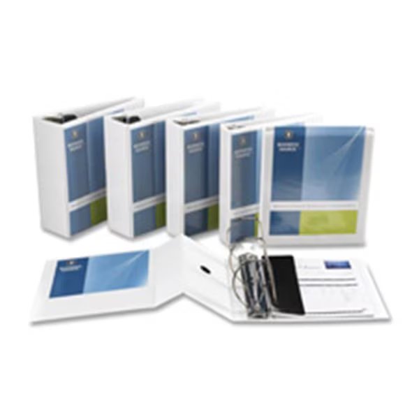 D-Ring Binder- w- Pockets- 3in. Capacity- White, Business Source, Mfr#: BU462853