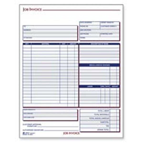Adams Business Forms ABFNC2817 Job Invoice Forms- 2-Part- Corbels- 100 St.-BK- 8-.50in.x11-.44in., Adams Business Forms, Mfr#: ABFNC2817