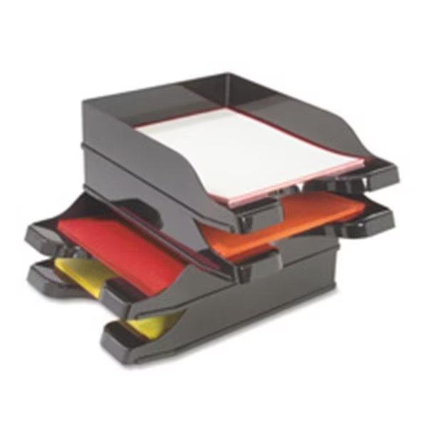 Deflect-O Corporation DEF63904 Multi-Directional Stacking Tray- 10in.x13-.75in.x2-.50in.- 2-ST- BK, Deflecto, Mfr#: DEF63904
