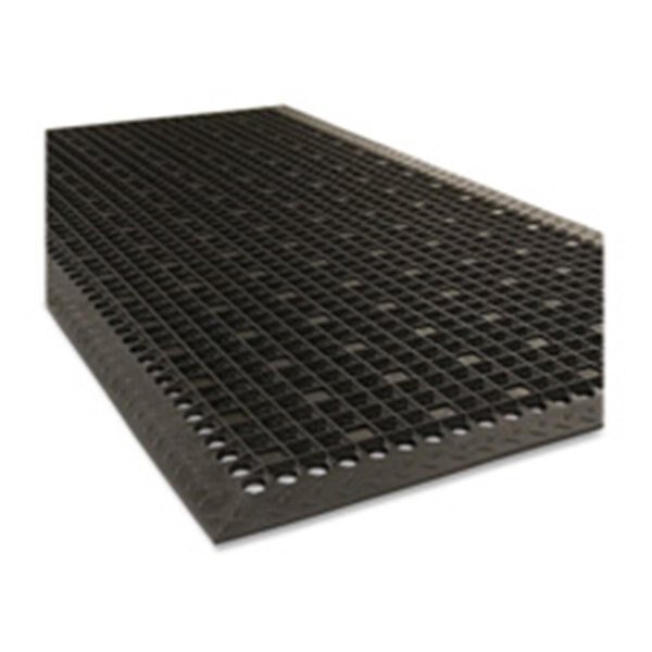 Utility Mat- Rubber- Beveled Edges- Antimicrobial- 3ft.x5ft.- Black, Dwellingdesigns, Mfr#: DW517112