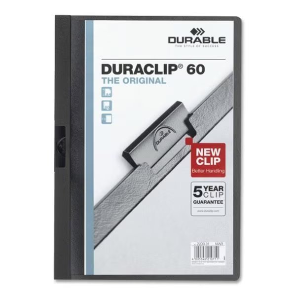 DBL DuraClip Report Cover 60 Sheet Capacity 11 in. x 8.5 in. Black, Durable Office Products, Mfr#: DU463661