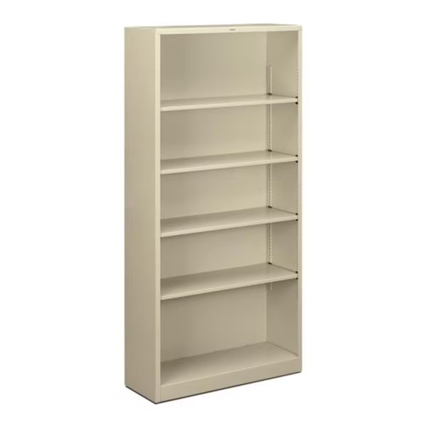 HONS72ABCL 5 Shelf Metal Bookcase 34.5 in. W x 12.63 in. D x 71 in. Putty, The Hon Co, Mfr#: HS72ABC.L