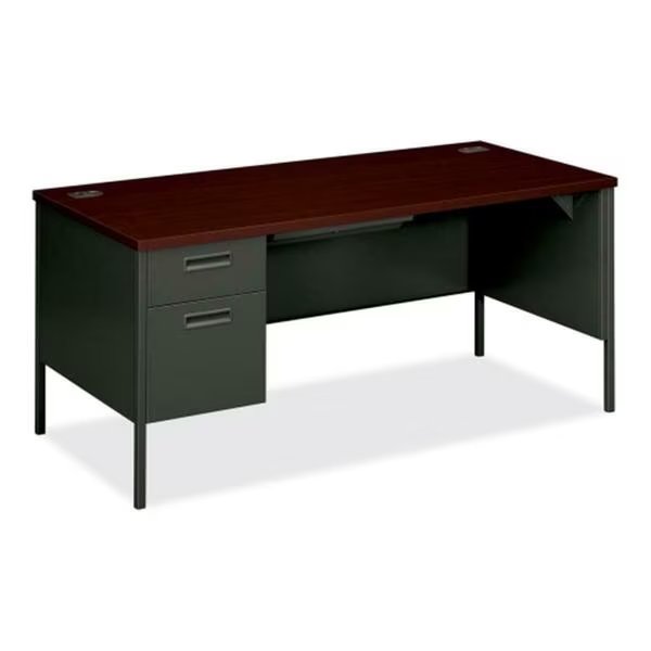 Left Single Pedestal Desk 66 in. x 30 in. x 29.5 in. Mahogany- CCL, The Hon Co, Mfr#: P3266LNS