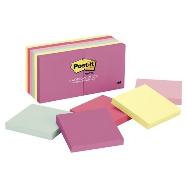 Sticky note 005049 Original Notepad Standard Pack; 3 x 3 In. - Assorted Pastel Colors; 100 Sheets Per Pad; Pack Of 12, Post-It, Mfr#: 5049