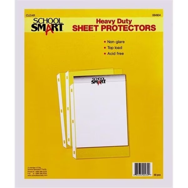 School Smart 084904 Non-Glare Reinforced Sheet Protector; Pack Of 50, School Smart, Mfr#: 84904