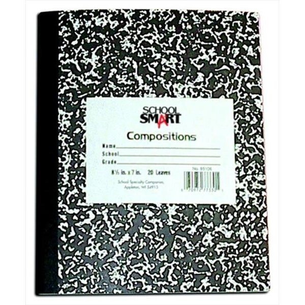 School Smart 086768 Unruled Composition Book - 100 Leaves; 9-3 & 4 x 7-1 & 2 In; 15 Lb; 200 Sheets; White Paper; Black Marble Cover, School Smart, Mfr#: 86768
