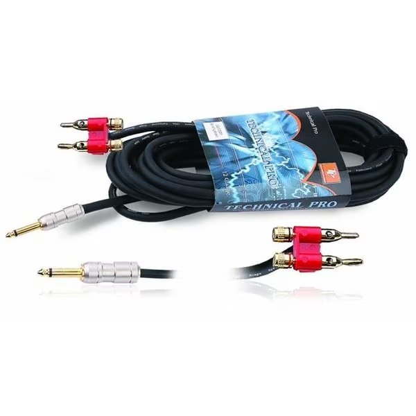 Technical Pro cqb1625 .25 in. to Banana Speaker Cables 25 ft. Feet 16 Gauge, Technical Pro, Mfr#: cqb1625