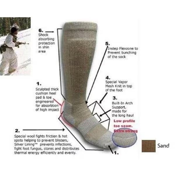 Covert Threads CT-3855-SD 13 - 15 ICE – Extreme Cold Territory Military Boot Sock in Sand, Covert Threads, Mfr#: TGCT-3855-SD