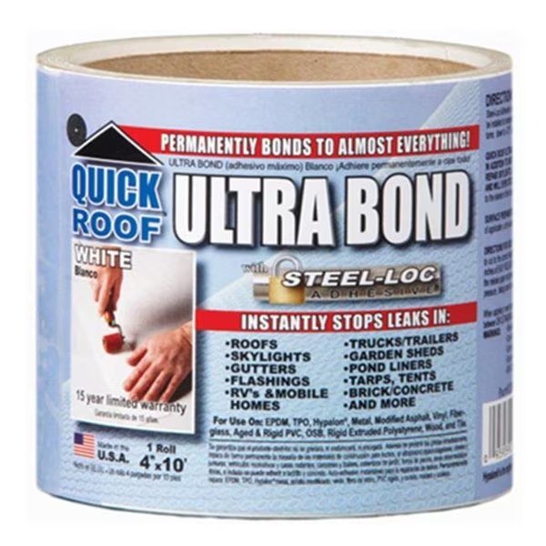 Cofair Products UBW410 4 in. X 10 ft. White Ultra Bond Instant Self-Adhesive Roof Repair, Cofair Products, Mfr#: 167049