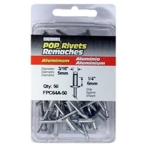 FPC FPC64A-50 Surebonder 50 Pack Medium Aluminum Rivet, Fpc, Mfr#: 142034