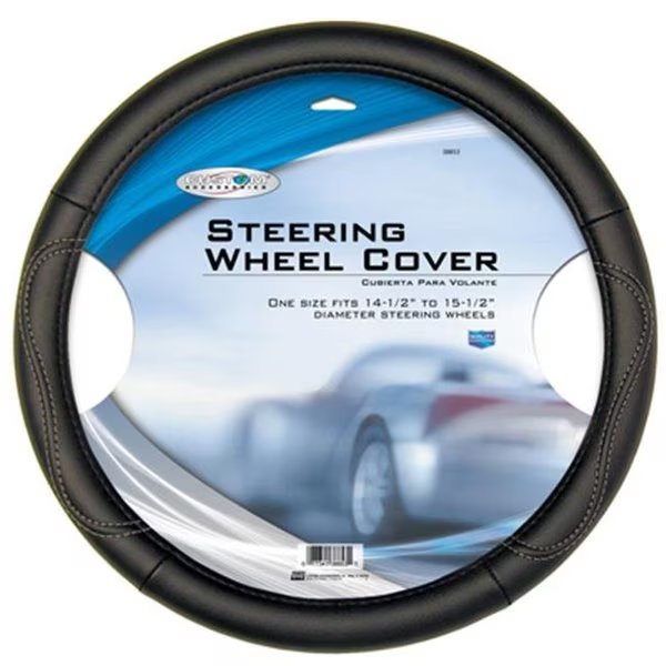 Unique Accessories 38853 Leatherette Steering Wheel Cover; Black, Unique Accessories, Mfr#: 155174