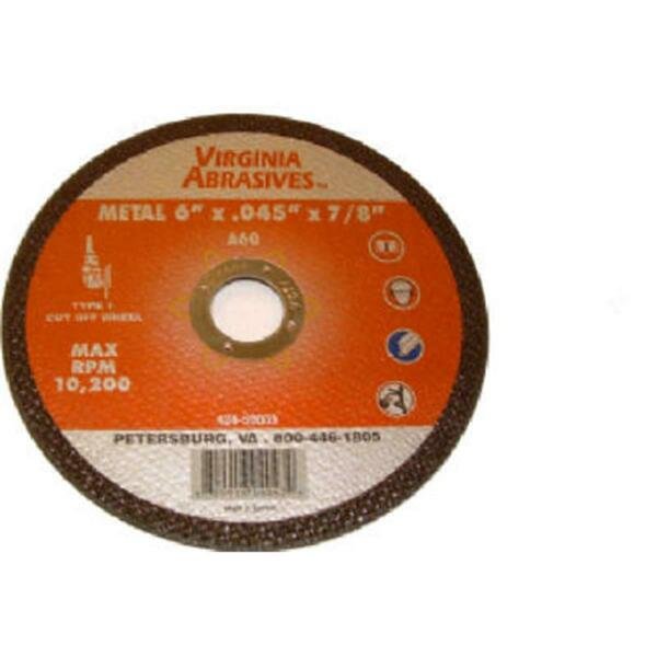 424-59003 6 x 0.04 x 0.87 in. Metal Ultra Thin Cutting Wheel, Virginia Abrasives, Mfr#: 681526