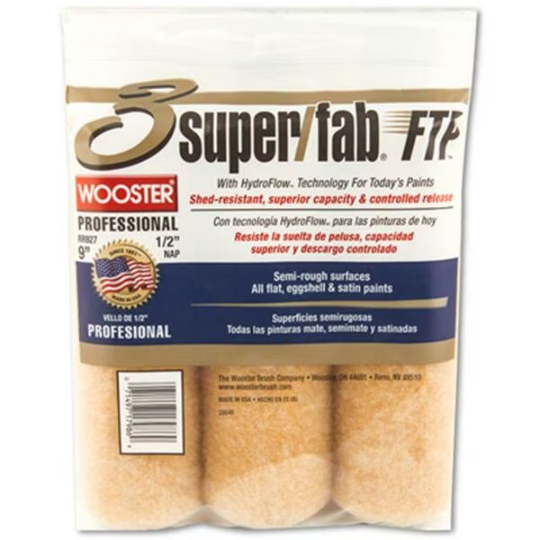RR927-9 9 x 0.5 in. Super Fab Shed Resistant Roller Cover, 3PK, Wooster, Mfr#: 193721