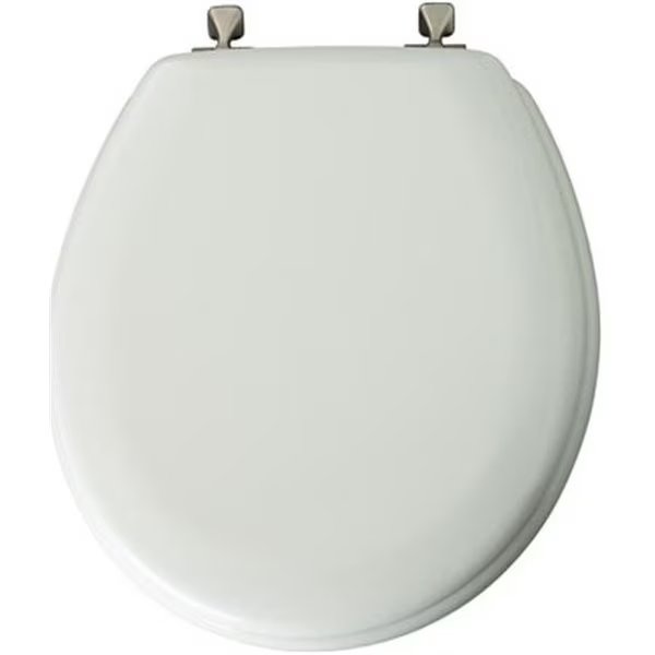 44BN 000 White Round Wood Toilet Seat, Chesterfield Leather, Mfr#: CH137418