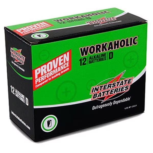 Interstate All Battery DRY0085 D-Workaholic Alkaline Battery; Pack - 12, Interstate Batteries, Mfr#: 137578