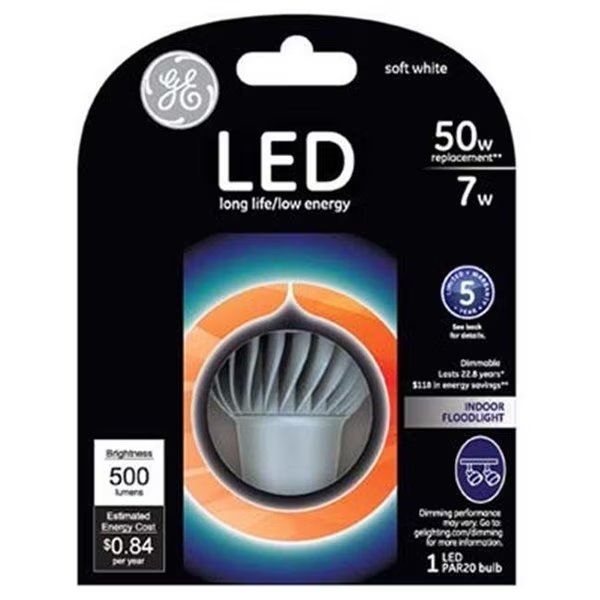 G E Lighting 74374 PAR20 LED Bulb; 7W, Current, Mfr#: 205944