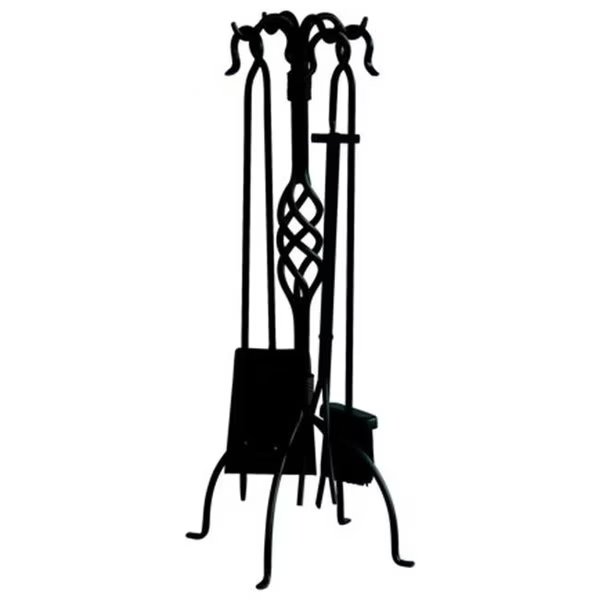 Uniflame F-1053 5 PC BLACK WROUGHT IRON FIRESET WITH CENTER WEAVE, Uniflame, Mfr#: F-1053