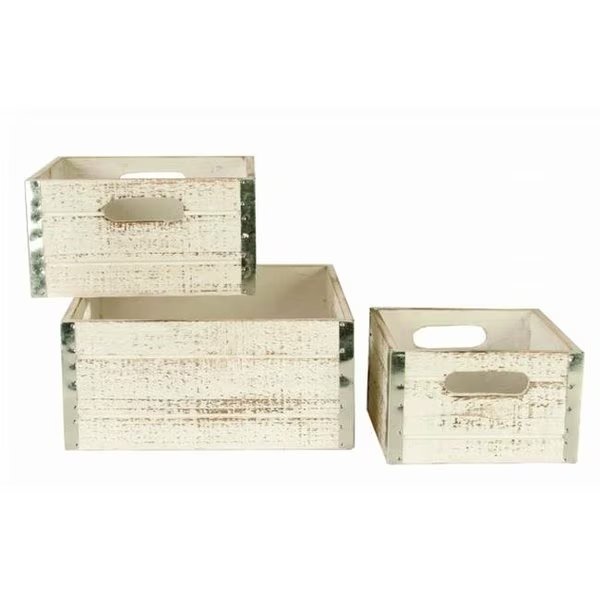 8132-S3-WW Set of 3 Square distressed wood crates, Hearthstone Furniture, Mfr#: HE598520