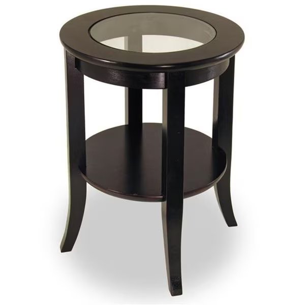 Winsome 92218 Round End Table with Glass Top - Espresso, Winsome, Mfr#: 92218