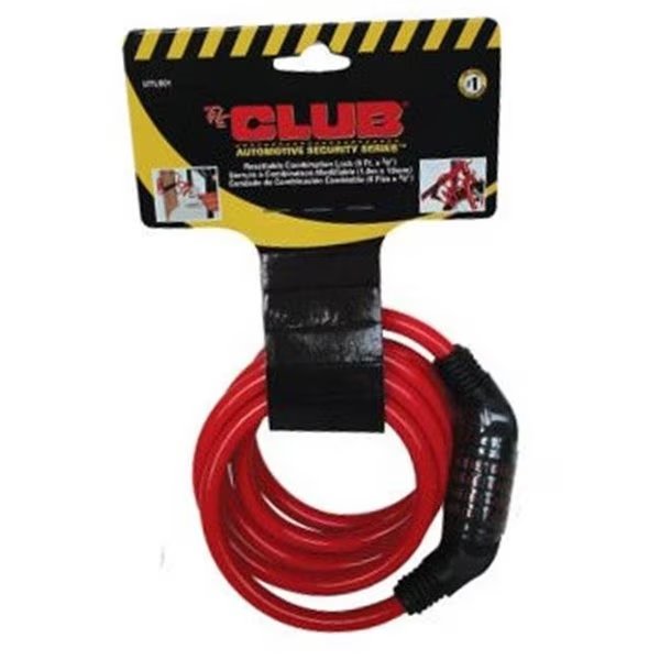 Winner International UTL901 6 Foot Resettable Cable Lock - Red, Winner Intl, Mfr#: UTL901