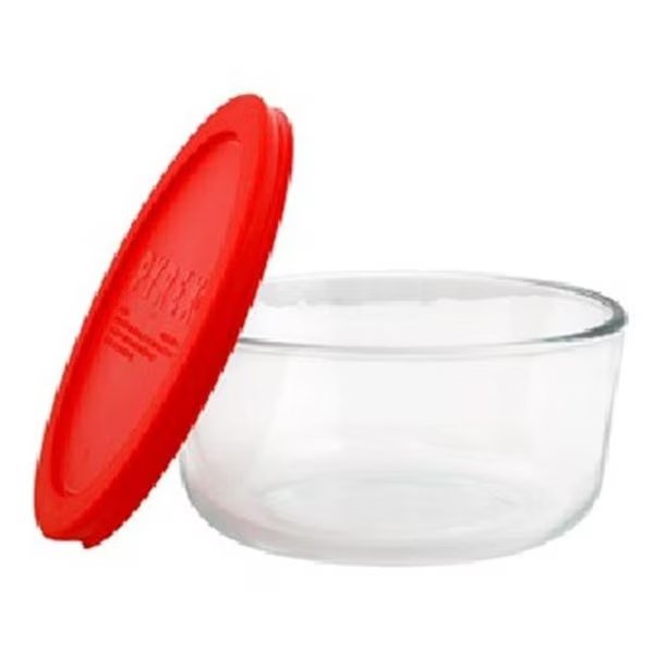 Pyrex 1075429 7 Cup Round Dish with Red Cover, Pyrex, Mfr#: 1075429