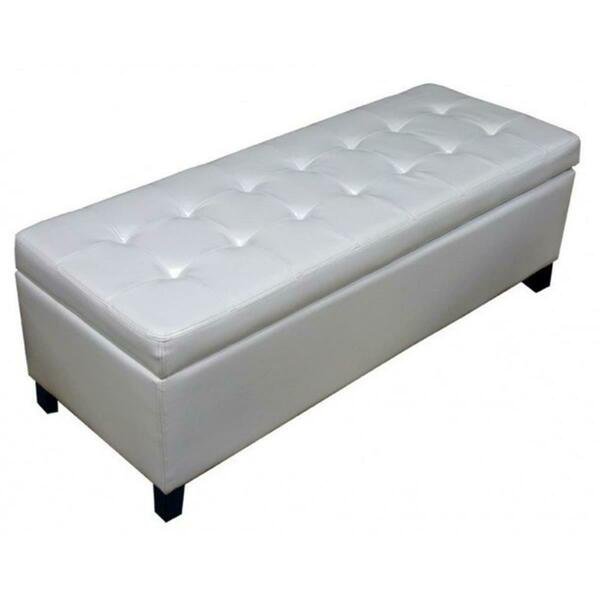 Tuffed White Storage Bench, Warehouse Of Tiffany, Mfr#: WT-W7077 MANY WHITE