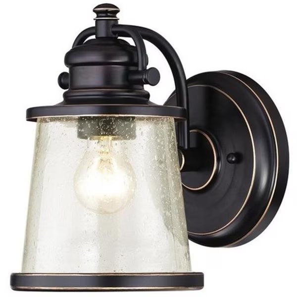 Emma Jane One Light Outdoor Wall Lantern; Amber Bronze with Hightlights, Brightbomb, Mfr#: BR703960