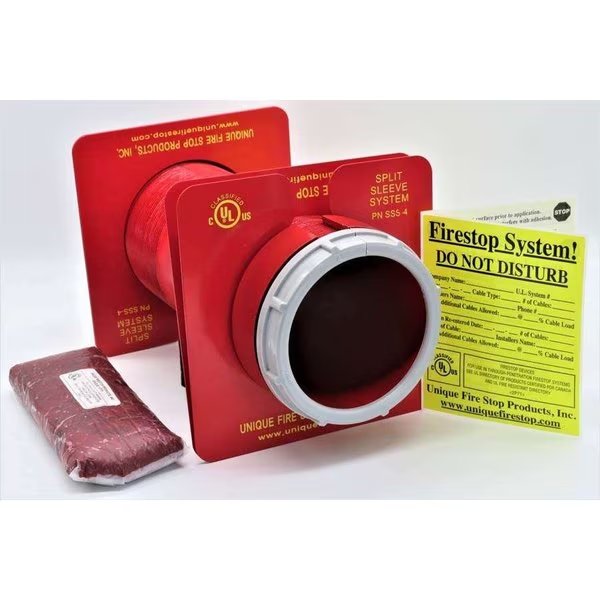 Retrofit Through pentration Split Sleeve Firestop Kit 4 Inch Diameter, Unique Fire Stop Products, Mfr#: SSS-4