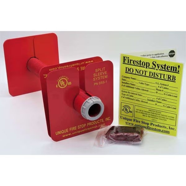 Retrofit Through pentration Split Sleeve Firestop Kit 1 Inch Diameter, Unique Fire Stop Products, Mfr#: SSS-1