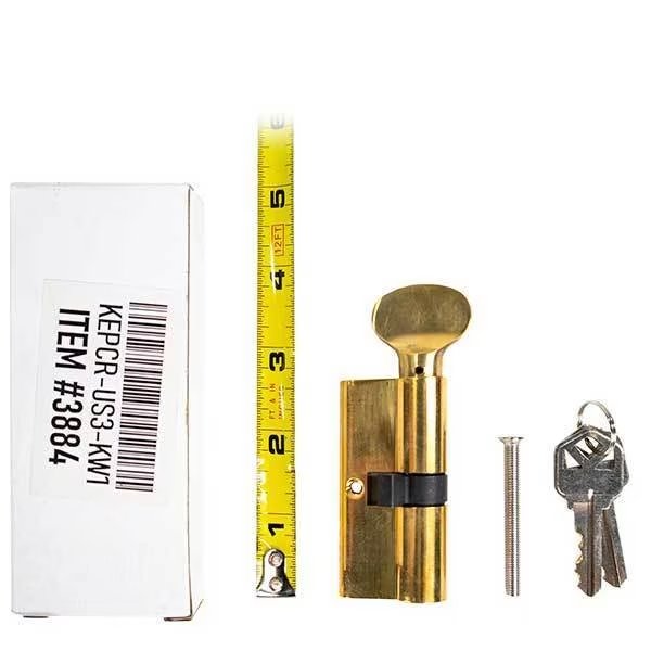 Kenaurd:Profile Cylinder - Key + T-Turn - SC1 - Gold (70mm), Kenaurd, Mfr#: KEPCR-US3-SC1