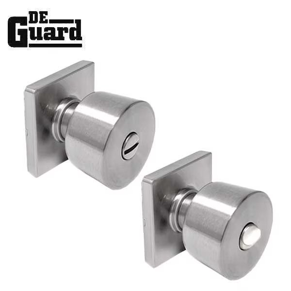 Contemporary Privacy Knob - Grade 3 - Square Rose - Satin Nickel, Deguard, Mfr#: DCDK01-PR-SN