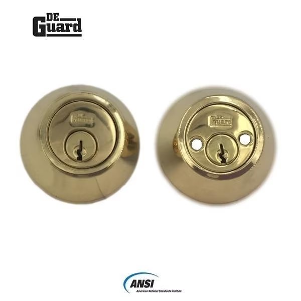:Dbl. Deadbolt Polish Brass SC1, Deguard, Mfr#: DDB02-PB-SC1