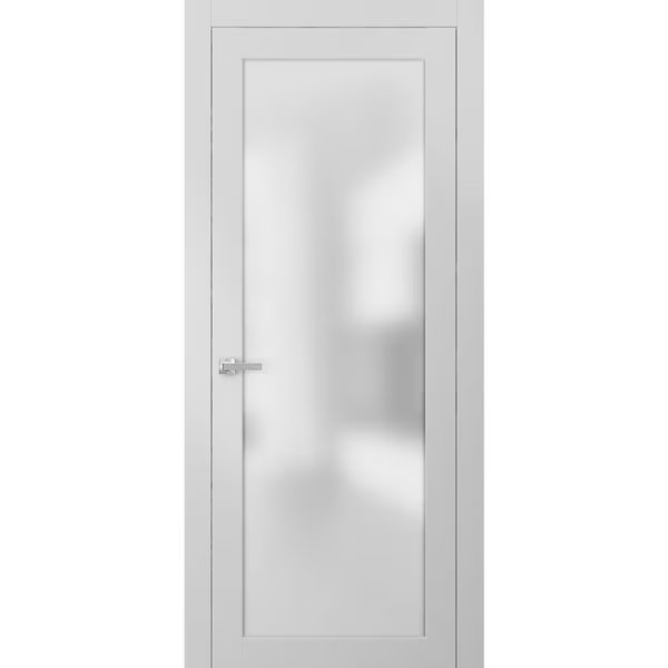 Lite 18x96 Planum 2102 White Silk Frames Trims Satin Nickel Hardware Opaque Core Wooden  Bathroom, Sartodoors, Mfr#: PLANUM2102ID-WS-1896
