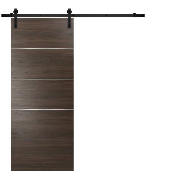 Sliding Brown 36x80 6.6' Planum 0020 Chocolate Ash Top Mount Track Set Steel Set Closet Modern Core, Sartodoors, Mfr#: PLANUM20BD-SHOYA-B-36