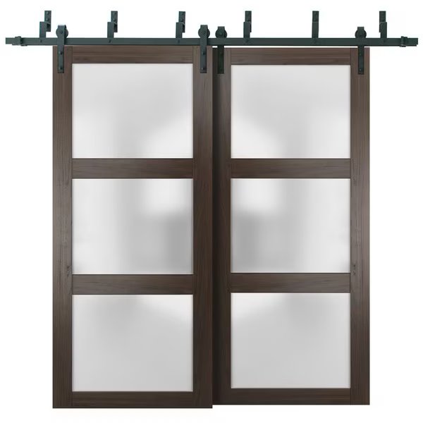 Barn Bypass Interior Door, 84" x 96", Chocolate, Sartodoors, Mfr#: LUCIA2552BBB-CA-8496