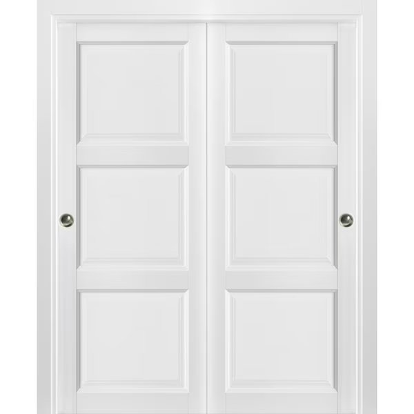 Closet Bypass Interior Door, 72" x 96", White, Sartodoors, Mfr#: LUCIA2661DBD-BEM-7296